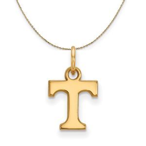 14k Yellow Gold U. of Tennessee XS (Tiny) Initial T Necklace - 30 Inch